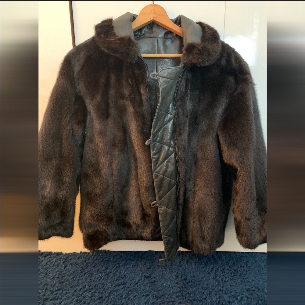 Small Reversible Leather Pure Mink coat